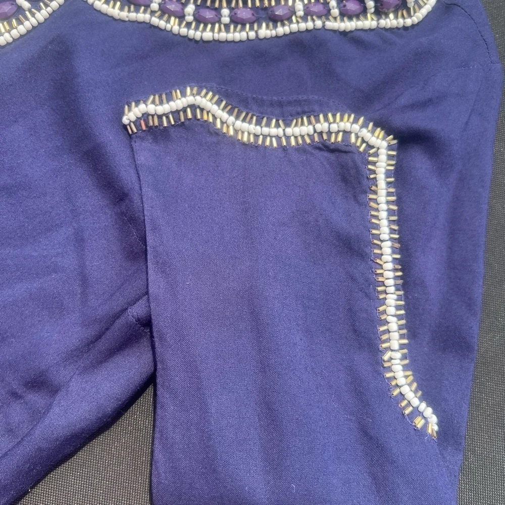 Lilly Pulitzer Sarah True Navy Beaded Embellished Tunic 3/4 Sleeve Dress. - Picture 8 of 11